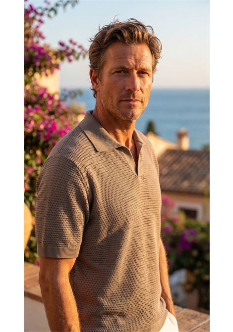 Polo in maglia traforata Tagliatore tortora in cotone TAGLIATORE | Polo | FINLAY PWE26-02727